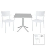 Τραπεζαρία Icon-Fontline  σετ 5τεμ PP σε λευκή απόχρωση