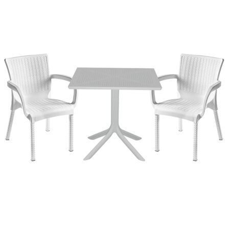 Τραπεζαρία Icon-Festive pakoworld σετ 3τεμ PP σε λευκή απόχρωση