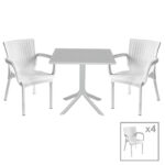 Τραπεζαρία Icon-Festive σετ 5τεμ PP σε λευκή απόχρωση