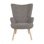 Πολυθρόνα Fluffy ύφασμα γκρι-πόδι rubberwood φυσικό 75x69x96εκ