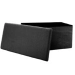 Σκαμπό-μπαούλο Forward ύφασμα μπουκλέ ανθρακί 76x38x38εκ