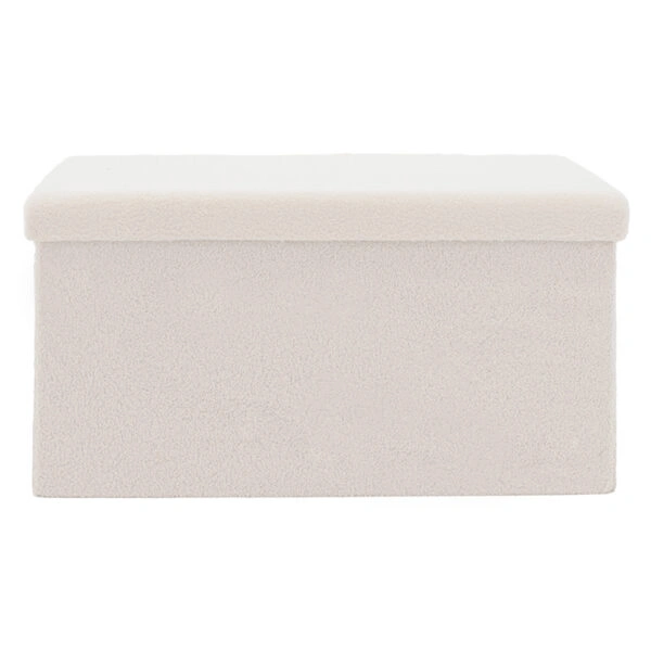 Σκαμπό-μπαούλο Forward  ύφασμα μπουκλέ ivory 76.5x38x37.5εκ