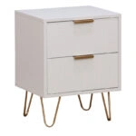 Κομοδίνο Culture με 2 συρτάρια λευκό-χρυσό 40x35x52εκ
