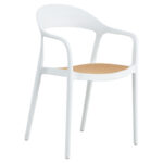 Πολυθρόνα Ember στοιβαζόμενη με UV protection PP μπεζ- λευκό 52.5x56.5x81εκ.