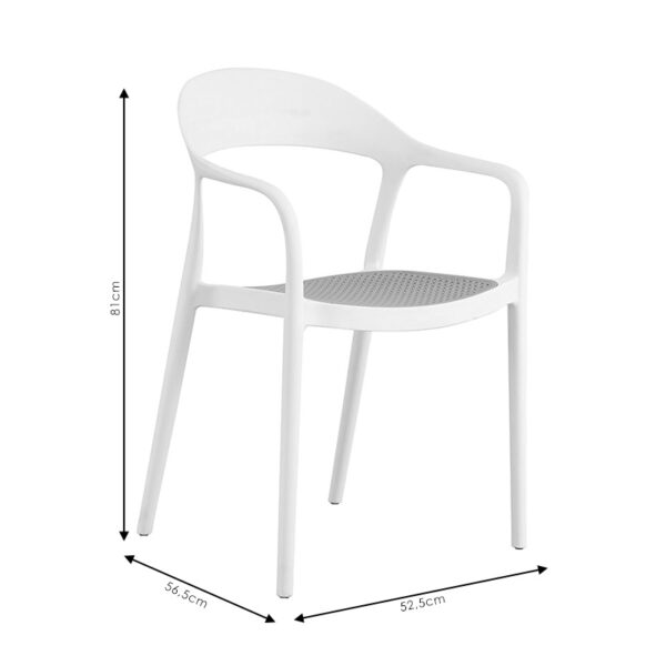 Πολυθρόνα Ember στοιβαζόμενη με UV protection PP μπεζ- λευκό 52.5x56.5x81εκ.