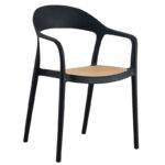 Πολυθρόνα Ember στοιβαζόμενη με UV protection PP μπεζ-μαύρο 52.5x56.5x81εκ.