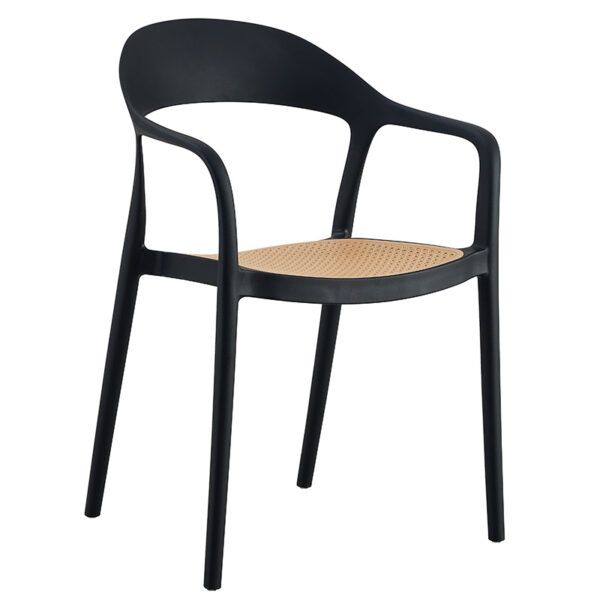 Πολυθρόνα Ember στοιβαζόμενη με UV protection PP μπεζ-μαύρο 52.5x56.5x81εκ.
