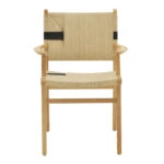 Πολυθρόνα Olivier ξύλο οξιάς φυσικό μαύρο-έδρα φυσικό σχοινί 62x60x85εκ