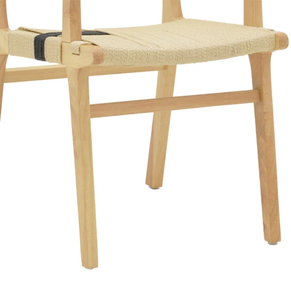 Πολυθρόνα Olivier ξύλο οξιάς φυσικό μαύρο-έδρα φυσικό σχοινί 62x60x85εκ