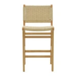 Σκαμπό μπαρ Julien  rubberwood φυσικό-έδρα φυσικό σχοινί 45x46x95εκ