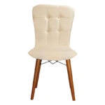 Καρέκλα Sonora I  βελουτέ εκρού-καρυδί πόδι