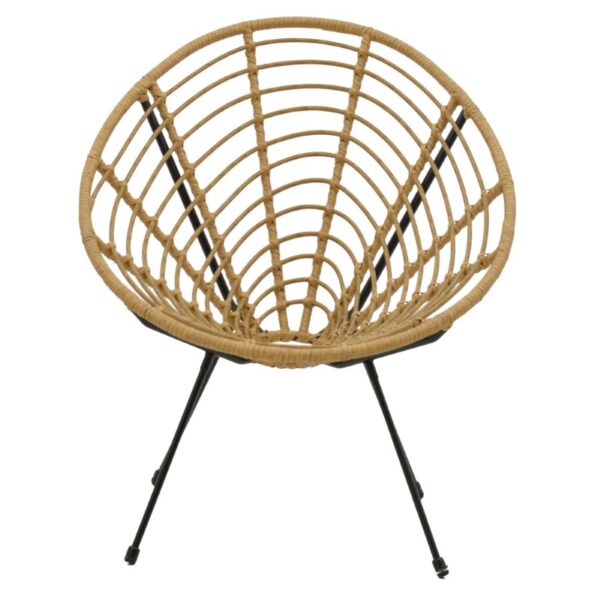 Πολυθρόνα Naoki  pe ratatn σε φυσική απόχρωση-μέταλλο μαύρο πόδι 78x74x87εκ