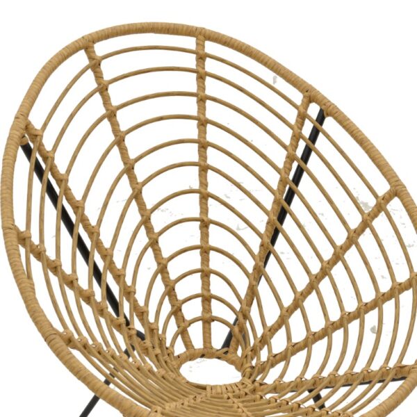 Πολυθρόνα Naoki  pe ratatn σε φυσική απόχρωση-μέταλλο μαύρο πόδι 78x74x87εκ