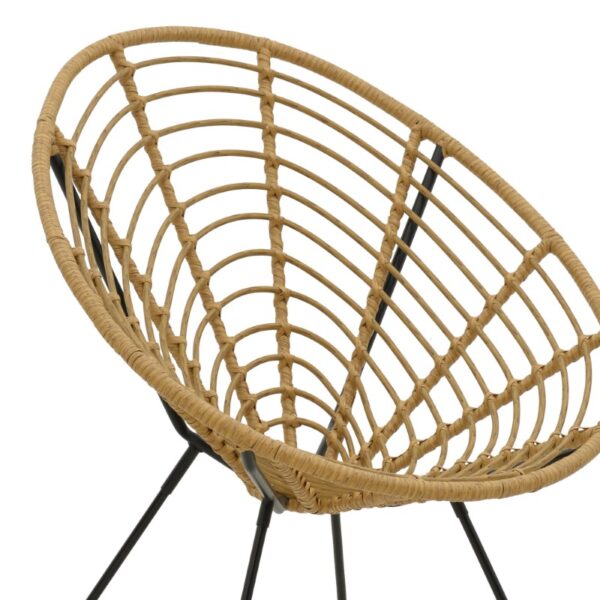 Πολυθρόνα Naoki  pe ratatn σε φυσική απόχρωση-μέταλλο μαύρο πόδι 78x74x87εκ