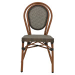 Καρέκλα Nacia στοιβαζόμενη καρυδί αλουμίνιο-γκρι textilene 45x59x85εκ