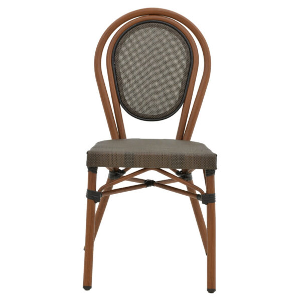 Καρέκλα Nacia στοιβαζόμενη καρυδί αλουμίνιο-γκρι textilene 45x59x85εκ