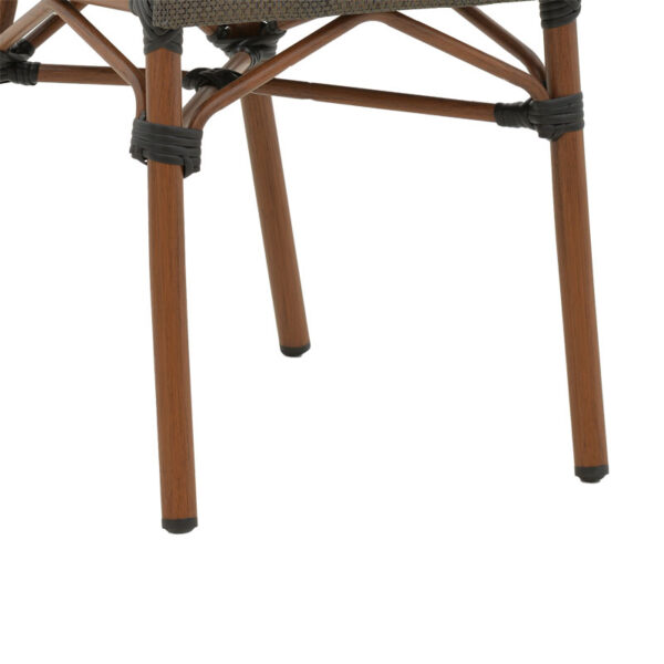 Καρέκλα Nacia στοιβαζόμενη καρυδί αλουμίνιο-γκρι textilene 45x59x85εκ