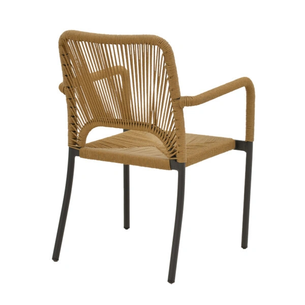 Πολυθρόνα αλουμινίου Norture στοιβαζόμενη ανθρακί σκελετός-φυσικό rattan 57x61x85εκ