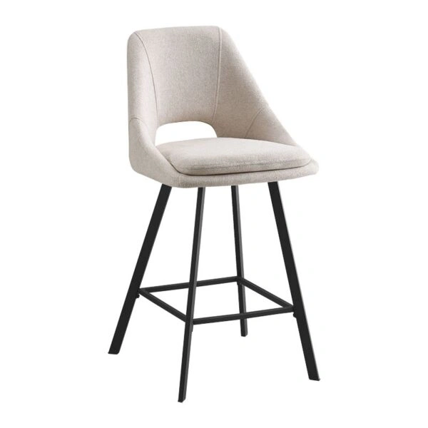 Σκαμπό μπαρ Initiate κρεμ ύφασμα-πόδι μαύρο μέταλλο 48x56x98εκ