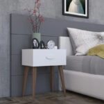 Κομοδίνο Laber  με ένα συρτάρι λευκό μελαμίνης 45x30x57.5εκ