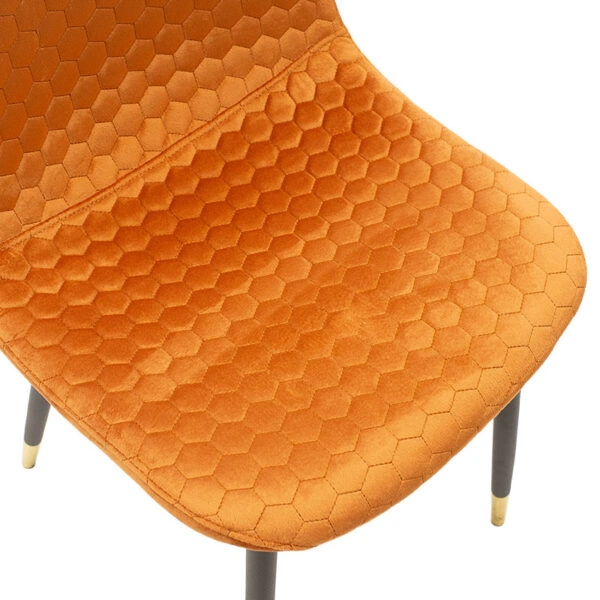 Καρέκλα Sila βελούδο κεραμιδί-μαύρο χρυσό πόδι