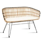 Καναπές 2θέσιος Naoki μέταλλο μαύρο-pe φυσικό 120x55x79εκ