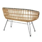 Καναπές 2θέσιος Naoki μέταλλο μαύρο-pe φυσικό 120x55x79εκ