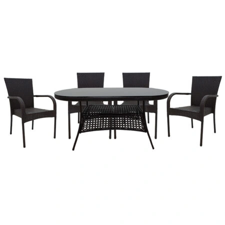 Τραπεζαρία Cellin σετ 5τεμ pakoworld pe καφέ-μέταλλο