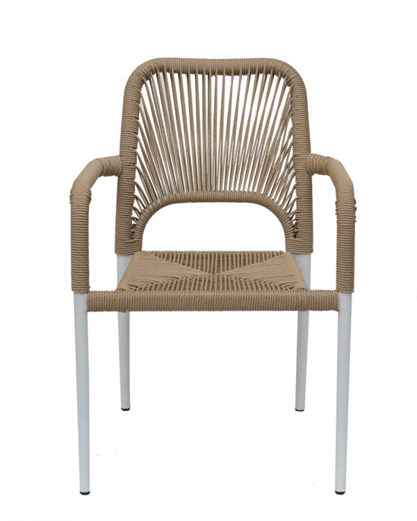 Πολυθρόνα Κήπου TINKISSO Λευκό/Φυσικό Αλουμίνιο/Rattan 57x63x82cm