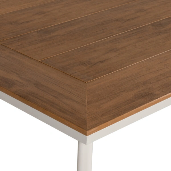 Τραπέζι Κήπου  EPUPA Λευκό/Καρυδί Αλουμίνιο/Ξύλο 160x90x73cm