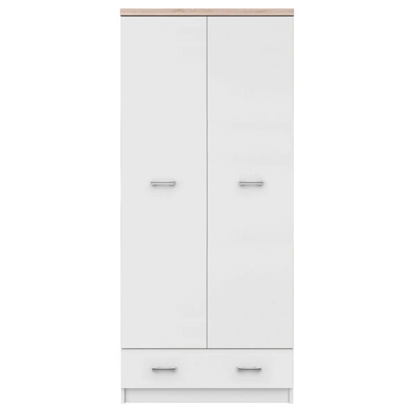 Ντουλάπα Δίφυλλη Top Mix Λευκή με Sonoma 80x57x183cm