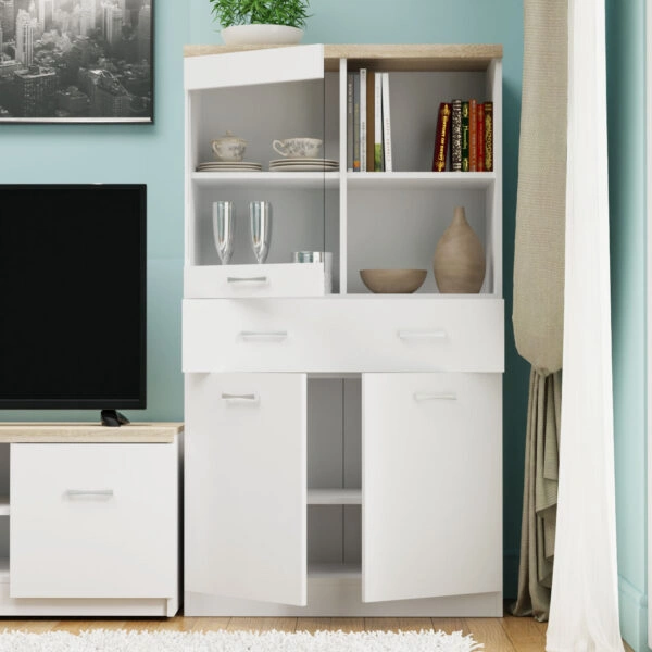 Βιτρίνα Δίφυλλη Top Mix 80x33x145cm Λευκή-Σονόμα