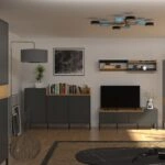 Μπουφές Beril Ανθρακί-Χρυσό Δρυς 155.1x42x98.6cm