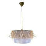 Κρεμαστό Φωτιστικό Μονόφωτο Ψάθα Λευκό-Φυσικό Ε27 Φ40x100cm