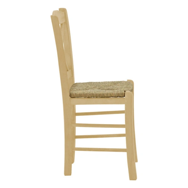 Καρέκλα καφενείου με ψάθα Χιαστή άβαφο ξύλο 42x40x89εκ