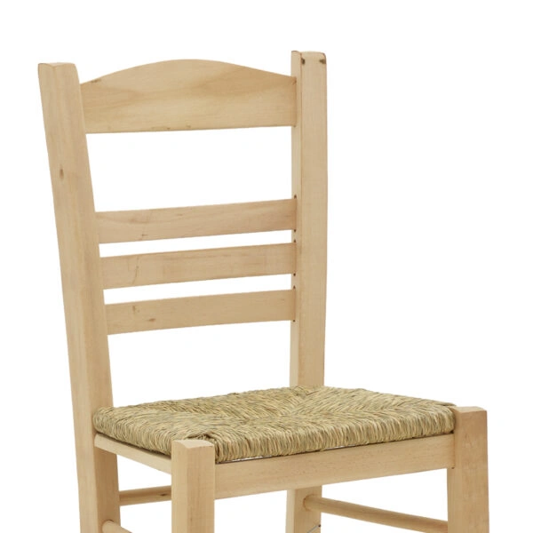 Καρέκλα καφενείου με ψάθα Επιλοχία  άβαφο ξύλο 42x40x89εκ