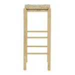 Σκαμπό καφενείου χωρίς πλάτη με ψάθα Bodier-Charchie I άβαφο ξύλο 35x35x78εκ