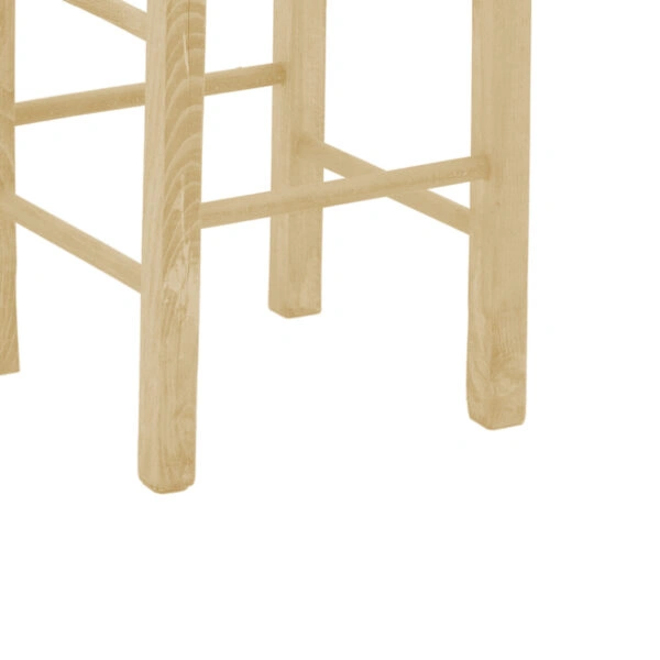 Σκαμπό καφενείου χωρίς πλάτη με ψάθα Bodier-Charchie I άβαφο ξύλο 35x35x78εκ