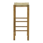 Σκαμπό καφενείου χωρίς πλάτη με ψάθα Bodier-Charchie I  καρυδί ξύλο 35x35x78εκ