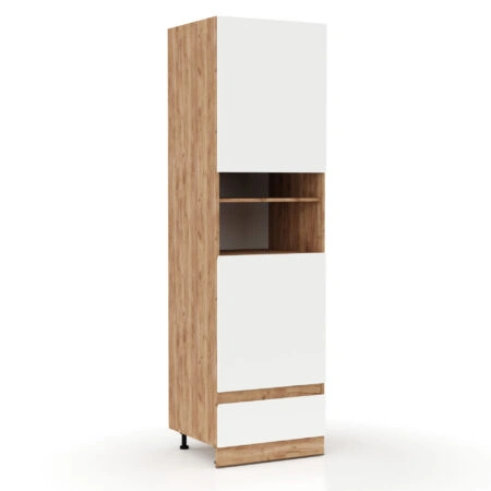 Επιδαπέδια στήλη κουζίνας Soft Λευκό με βελανιδιά Διαστάσεις 60x56x213