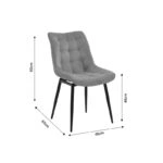 Καρέκλα Vittorio ανθρακί βελούδο-πόδι μαύρο μέταλλο 46x62x80εκ
