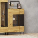Βιτρίνα Santes Χρυσό Δρυς-Γραφίτης 90x42x134.50cm
