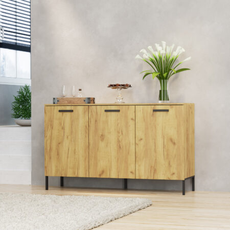 Μπουφές Santes Χρυσό Δρυς-Γραφίτη 155x42x92.5cm