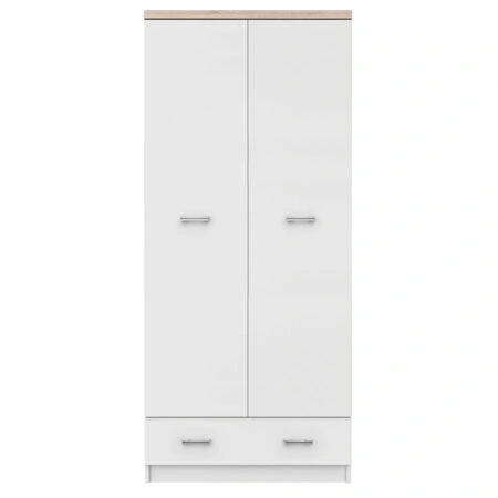Ντουλάπα Δίφυλλη Top Mix Λευκή με Sonoma 80x57x183cm