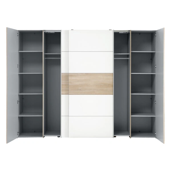 Ντουλάπα ρούχων Verzo τετράφυλλη oak-λευκό μελαμίνης 270,5x61.5x210.5εκ