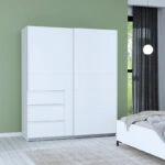 Ντουλάπα ρούχων Gotion δίφυλλη λευκό μελαμίνης 200x61x200.5εκ