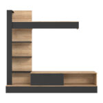 Σύνθετο σαλονιού Dranko  μαύρο-oak μελαμίνης 205x41.5x192εκ