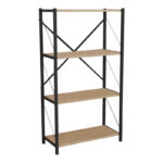 Βιβλιοθήκη Jackrey oak μελαμίνης-μαύρο μέταλλο 63x30x114εκ