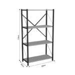 Βιβλιοθήκη Jackrey oak μελαμίνης-μαύρο μέταλλο 63x30x114εκ