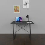 Γραφείο εργασίας Ustando  ανθρακί μελαμίνης-μαύρο μέταλλο 90x60x72εκ